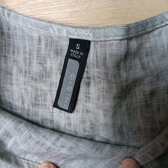Oizini Sz S Lagenlook Minimalist Linen Made In Italy Gray Asymmetrical Top - Picture 4 of 7